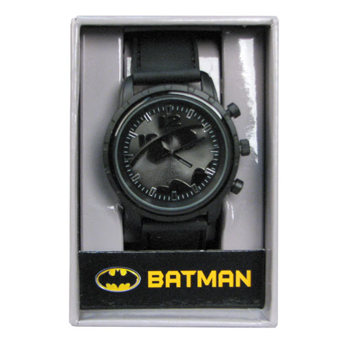 Batman Gray and Gunmetal Logo Side Emblem Strap Watch